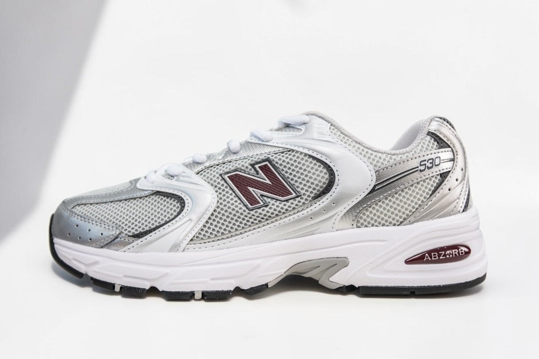 NEW BALANCE 530 WHITE/SILVER/BURGUNDRY